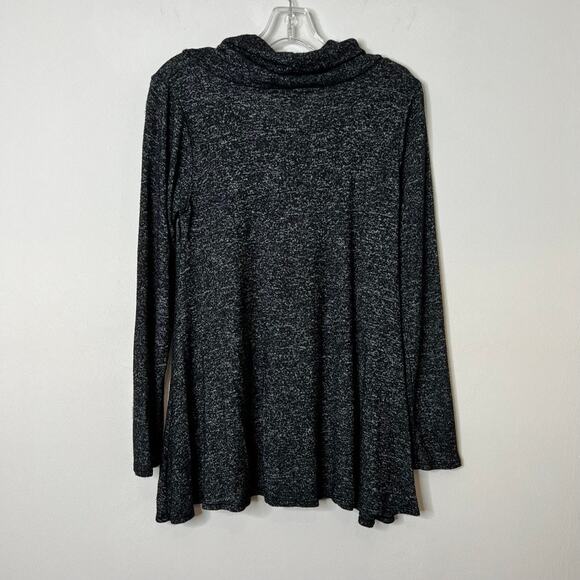 Modcloth Long Sleeve Cowl Neck Top Black Gray Small - Picture 5 of 8